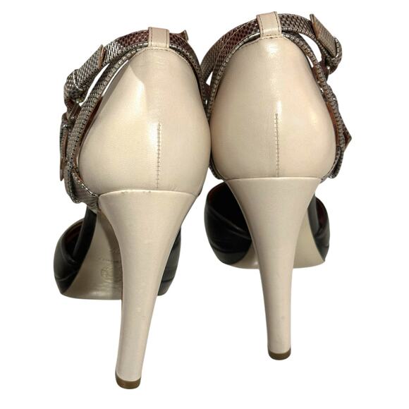 Dries Van Noten Leather D'orsay black cream gold platform pumps Size 37.5/US7 - Picture 6 of 15